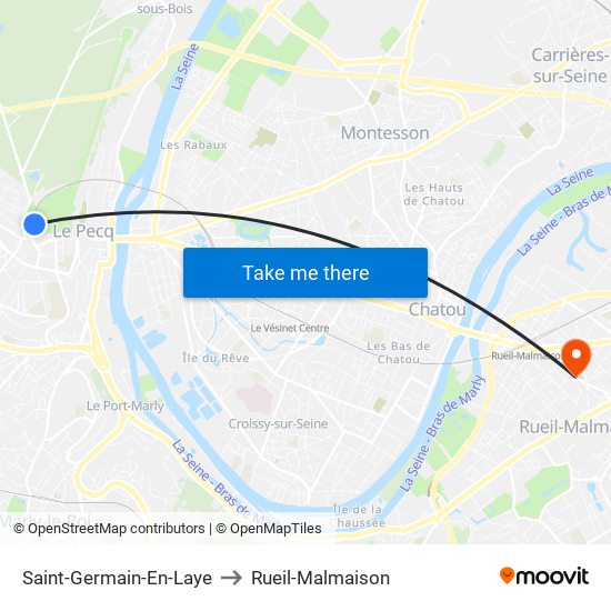 Saint-Germain-En-Laye to Rueil-Malmaison map