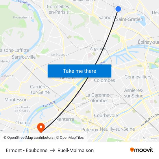 Ermont - Eaubonne to Rueil-Malmaison map