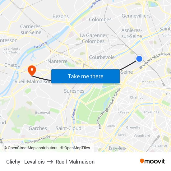Clichy - Levallois to Rueil-Malmaison map