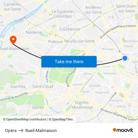 Opéra to Rueil-Malmaison map