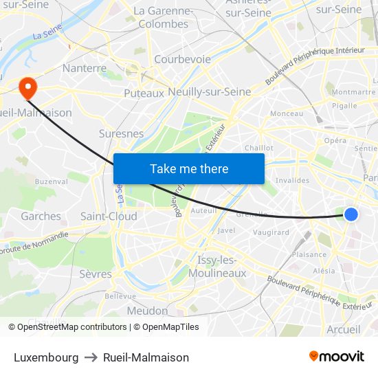 Luxembourg to Rueil-Malmaison map