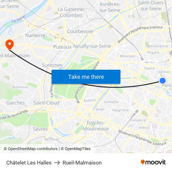 Châtelet Les Halles to Rueil-Malmaison map