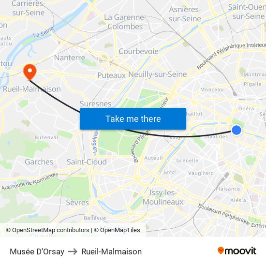 Musée D'Orsay to Rueil-Malmaison map