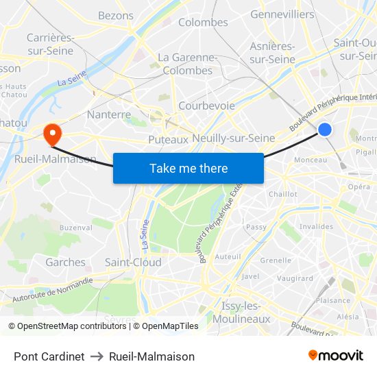 Pont Cardinet to Rueil-Malmaison map