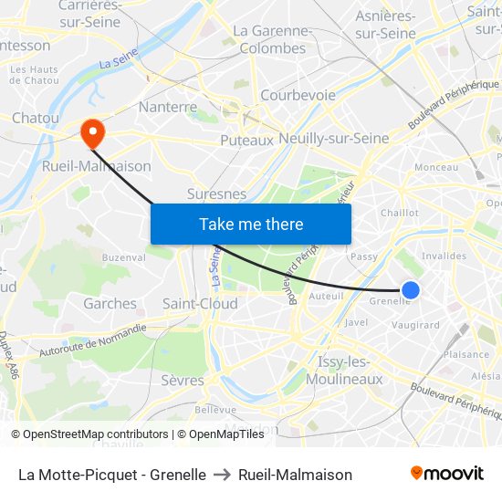 La Motte-Picquet - Grenelle to Rueil-Malmaison map