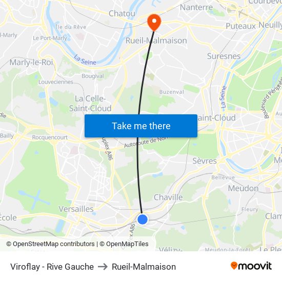 Viroflay - Rive Gauche to Rueil-Malmaison map