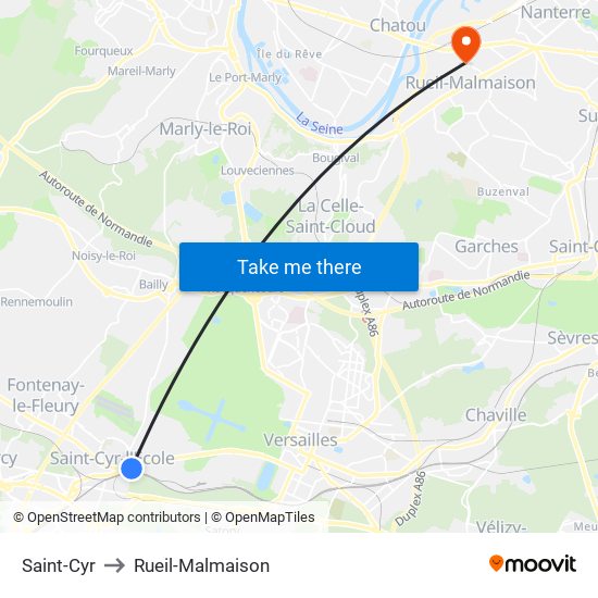 Saint-Cyr to Rueil-Malmaison map