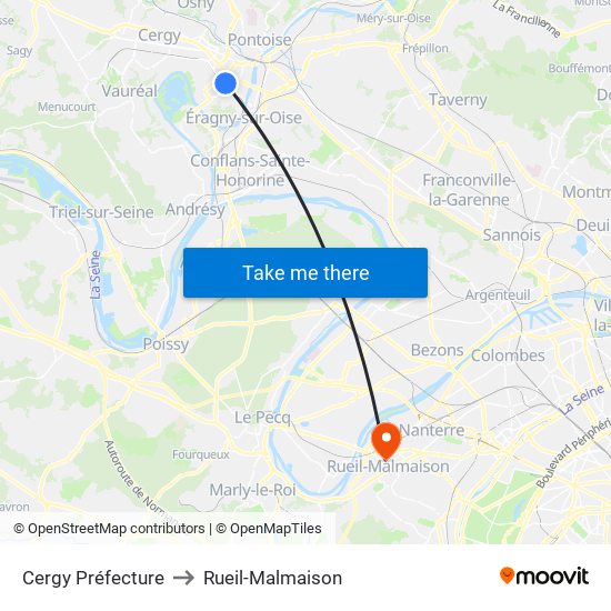 Cergy Préfecture to Rueil-Malmaison map