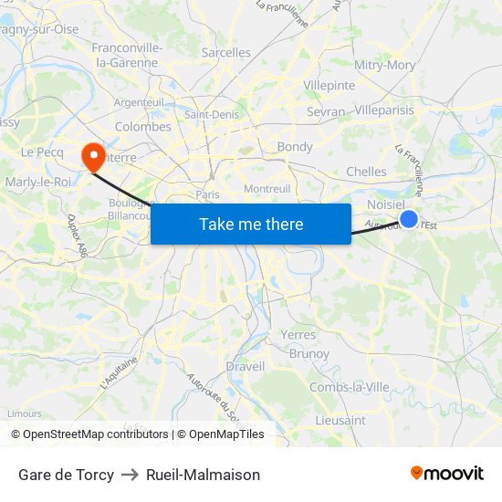 Gare de Torcy to Rueil-Malmaison map