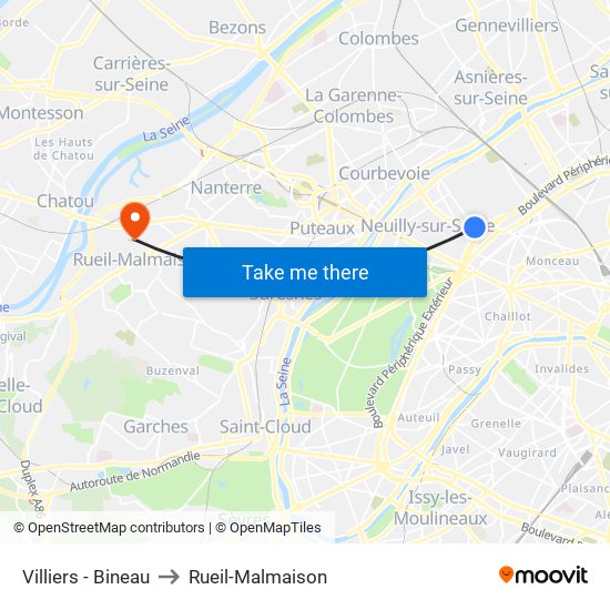 Villiers - Bineau to Rueil-Malmaison map