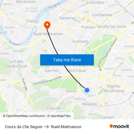 Cours de L'Ile Seguin to Rueil-Malmaison map