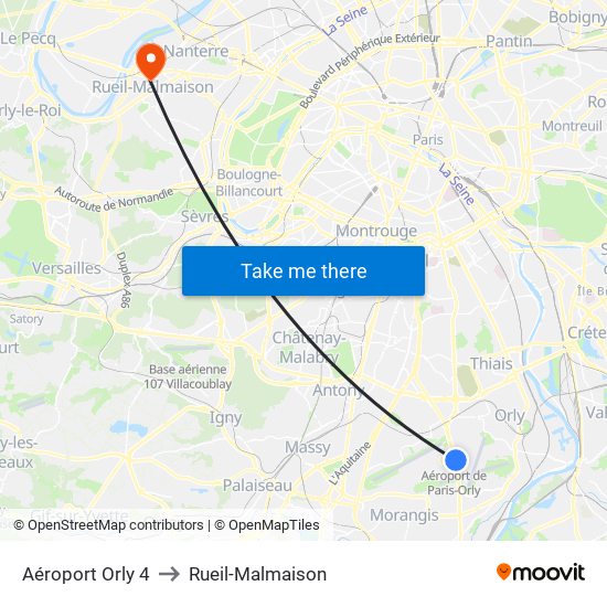 Aéroport Orly 4 to Rueil-Malmaison map