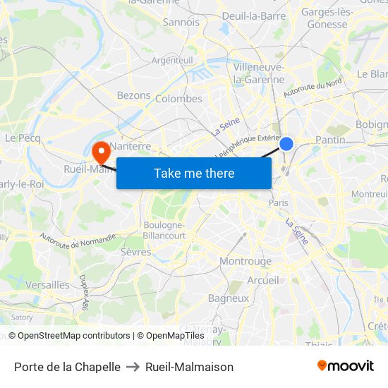 Porte de la Chapelle to Rueil-Malmaison map