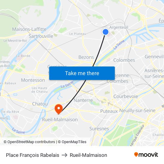 Place François Rabelais to Rueil-Malmaison map