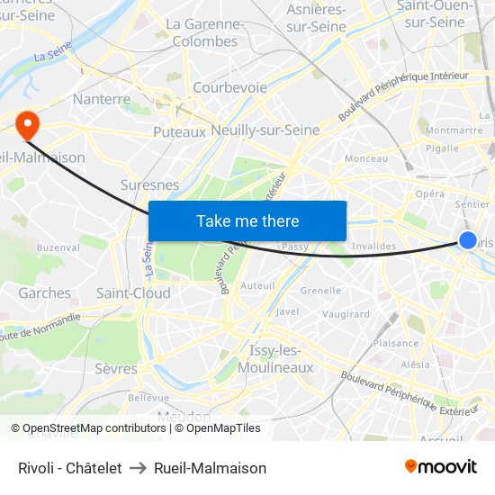 Rivoli - Châtelet to Rueil-Malmaison map