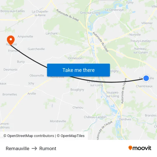 Remauville to Rumont map