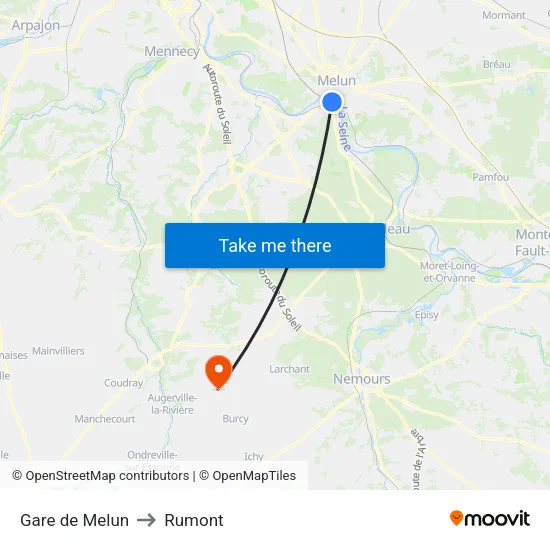 Gare de Melun to Rumont map