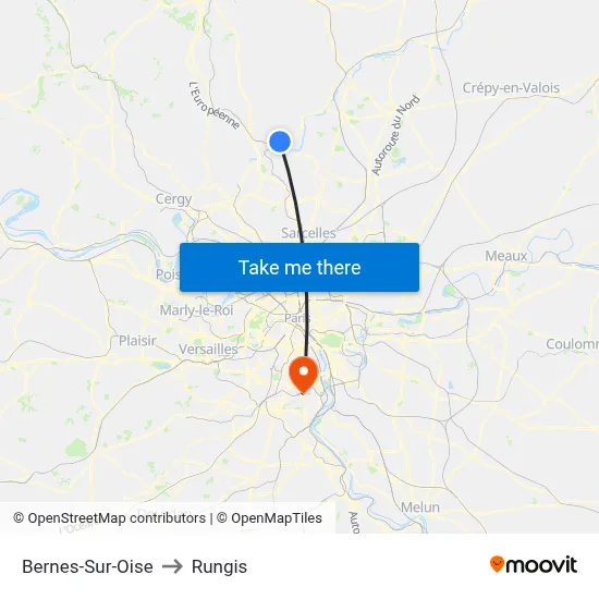 Bernes-Sur-Oise to Rungis map