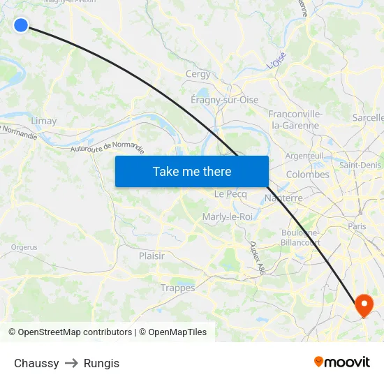 Chaussy to Rungis map