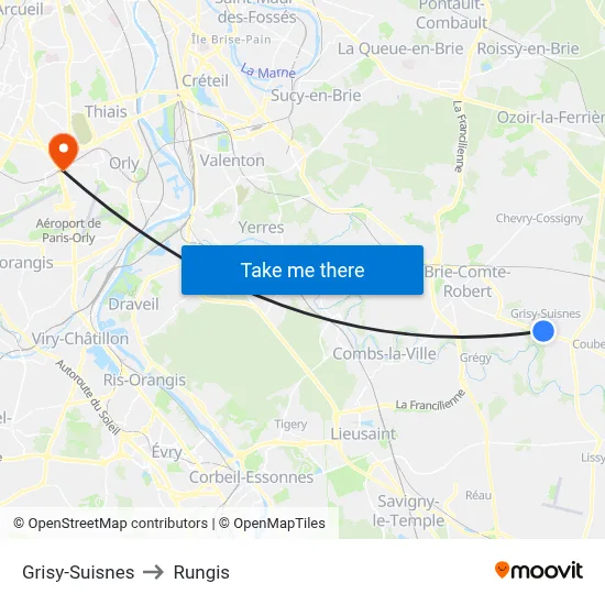 Grisy-Suisnes to Rungis map