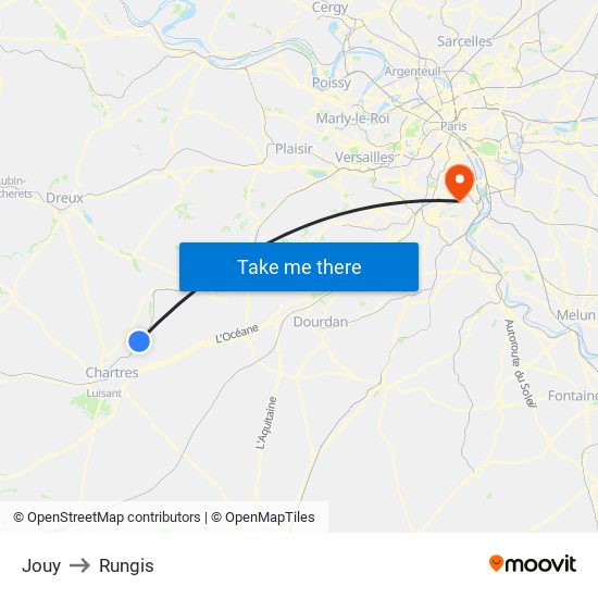 Jouy to Rungis map