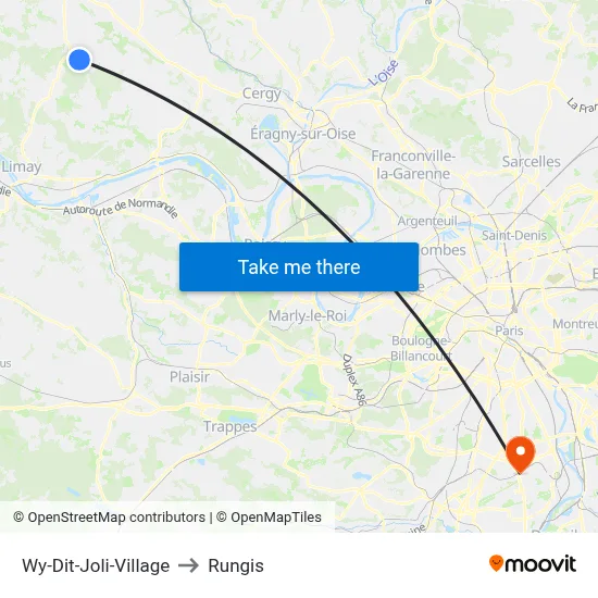 Wy-Dit-Joli-Village to Rungis map