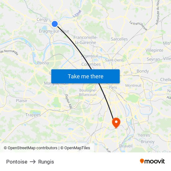 Pontoise to Rungis map