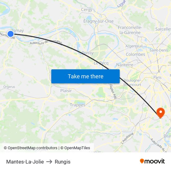Mantes-La-Jolie to Rungis map
