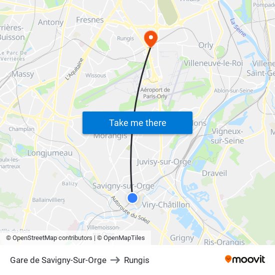 Gare de Savigny-Sur-Orge to Rungis map