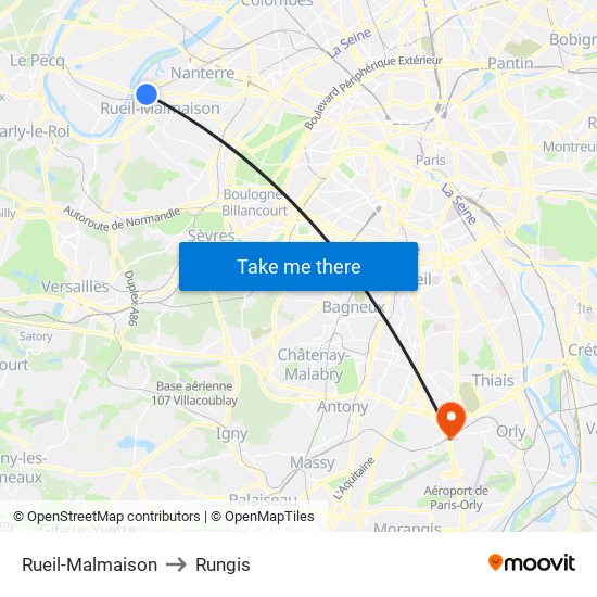 Rueil-Malmaison to Rungis map