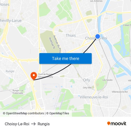 Choisy-Le-Roi to Rungis map