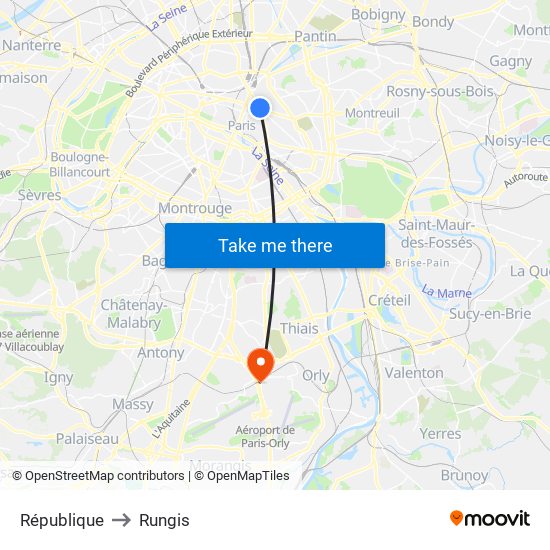 République to Rungis map