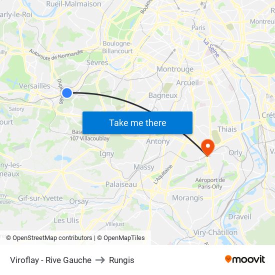 Viroflay - Rive Gauche to Rungis map