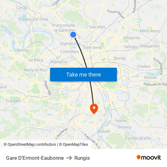 Gare D'Ermont-Eaubonne to Rungis map