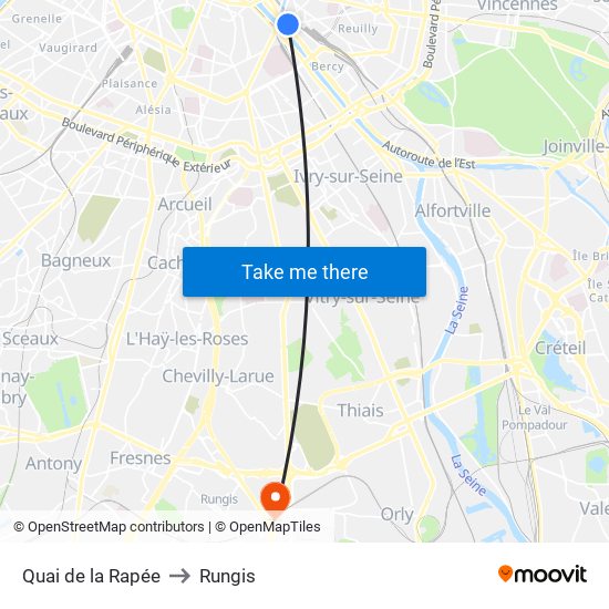 Quai de la Rapée to Rungis map