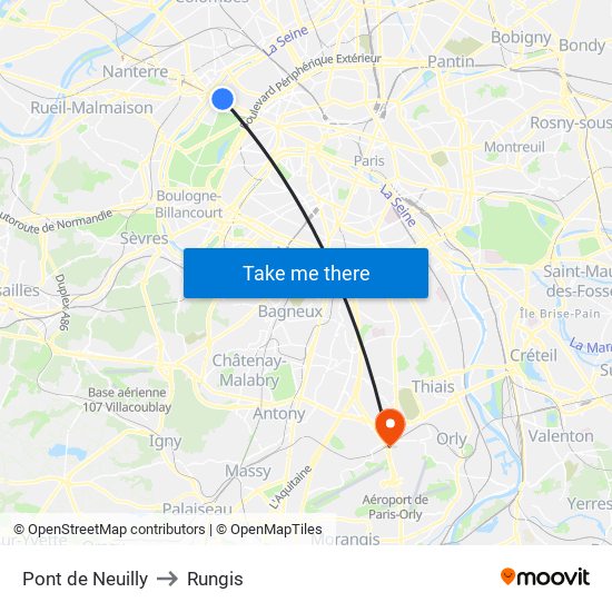 Pont de Neuilly to Rungis map