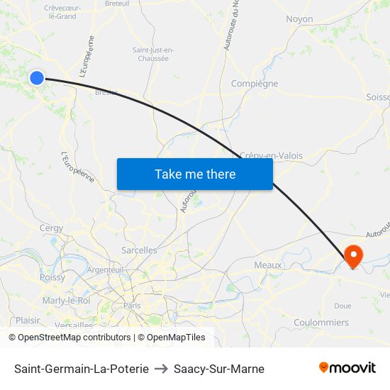 Saint-Germain-La-Poterie to Saacy-Sur-Marne map