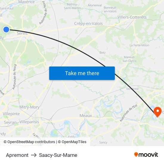 Apremont to Saacy-Sur-Marne map