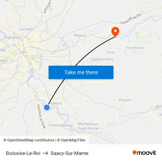 Boissise-Le-Roi to Saacy-Sur-Marne map