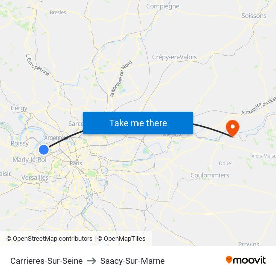 Carrieres-Sur-Seine to Saacy-Sur-Marne map