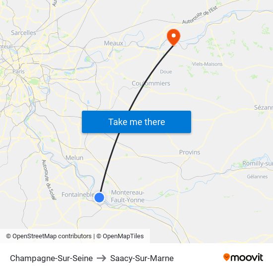 Champagne-Sur-Seine to Saacy-Sur-Marne map