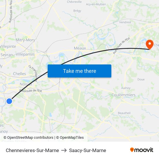 Chennevieres-Sur-Marne to Saacy-Sur-Marne map