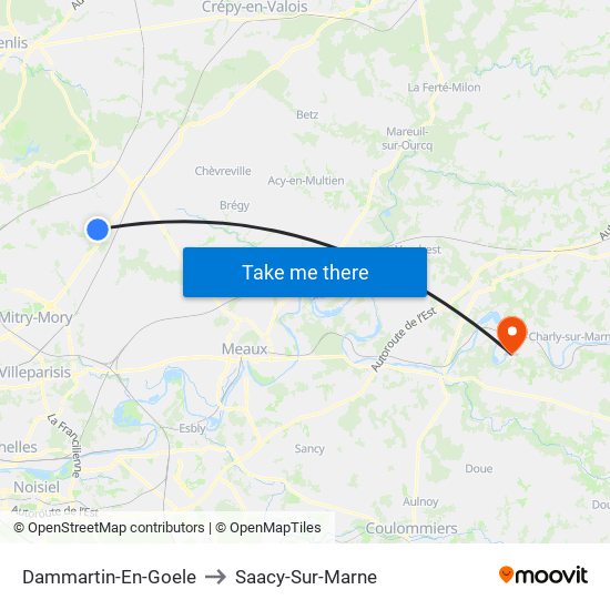 Dammartin-En-Goele to Saacy-Sur-Marne map