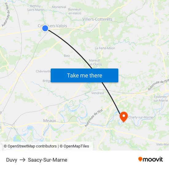 Duvy to Saacy-Sur-Marne map