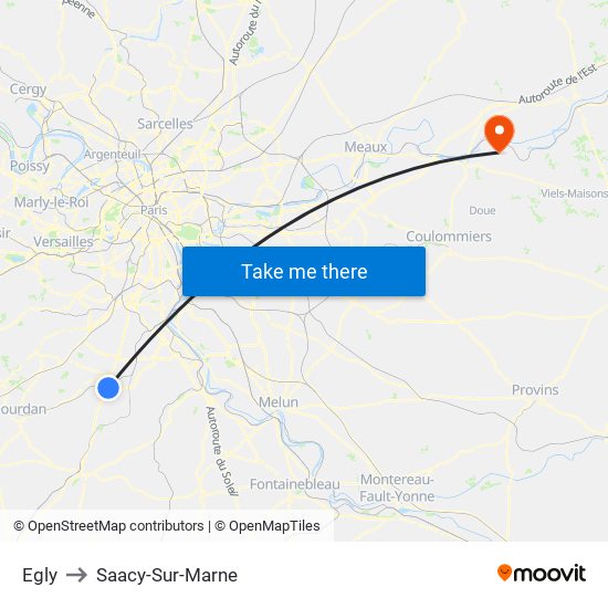 Egly to Saacy-Sur-Marne map