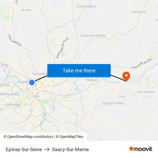 Epinay-Sur-Seine to Saacy-Sur-Marne map