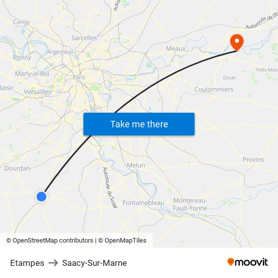 Etampes to Saacy-Sur-Marne map