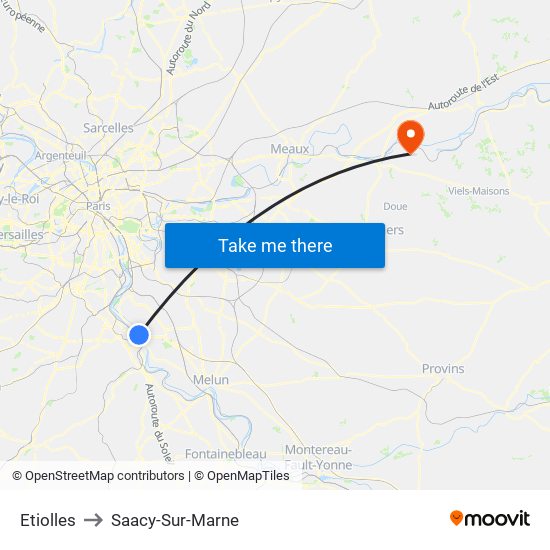 Etiolles to Saacy-Sur-Marne map