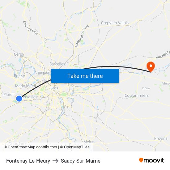 Fontenay-Le-Fleury to Saacy-Sur-Marne map