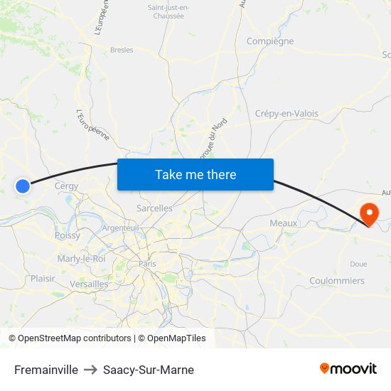 Fremainville to Saacy-Sur-Marne map